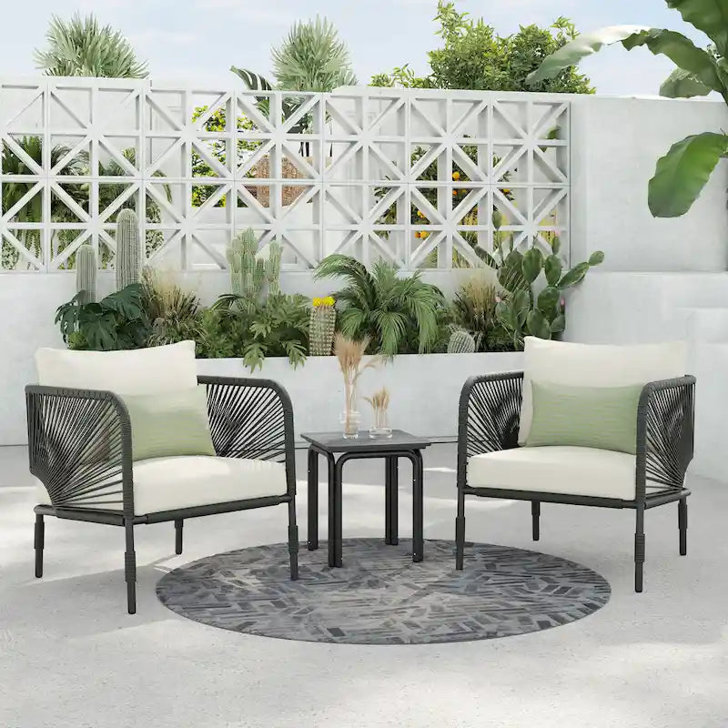 Corvus Serenity 3-piece Outdoor Chat Set with Sunbrella Pillows