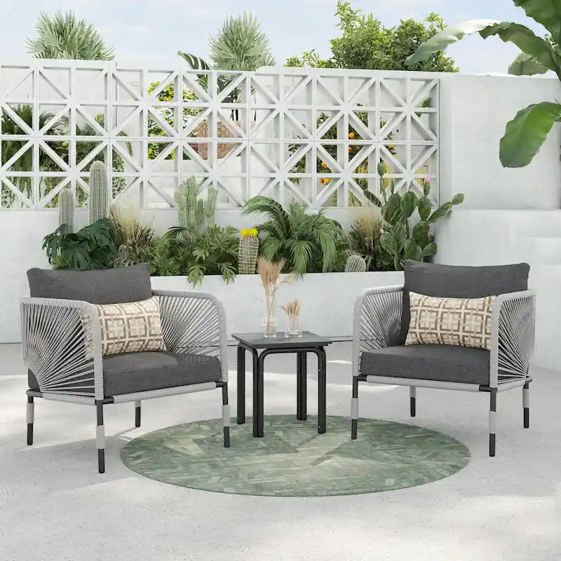 Ensemble de conversation d'extérieur 3 pièces Corvus Serenity avec coussins Sunbrella