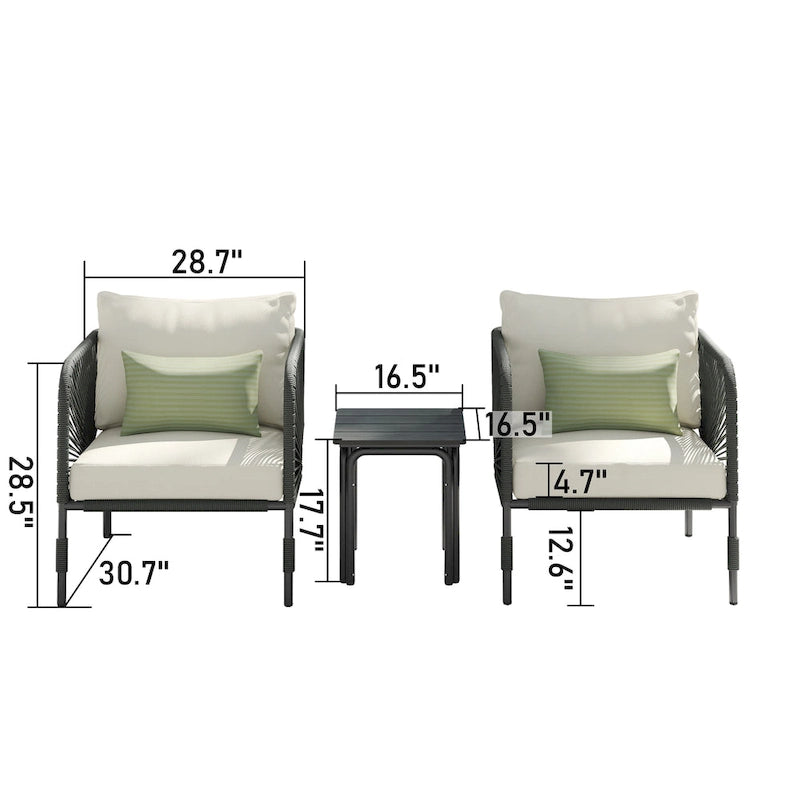 Ensemble de conversation d'extérieur 3 pièces Corvus Serenity avec coussins Sunbrella