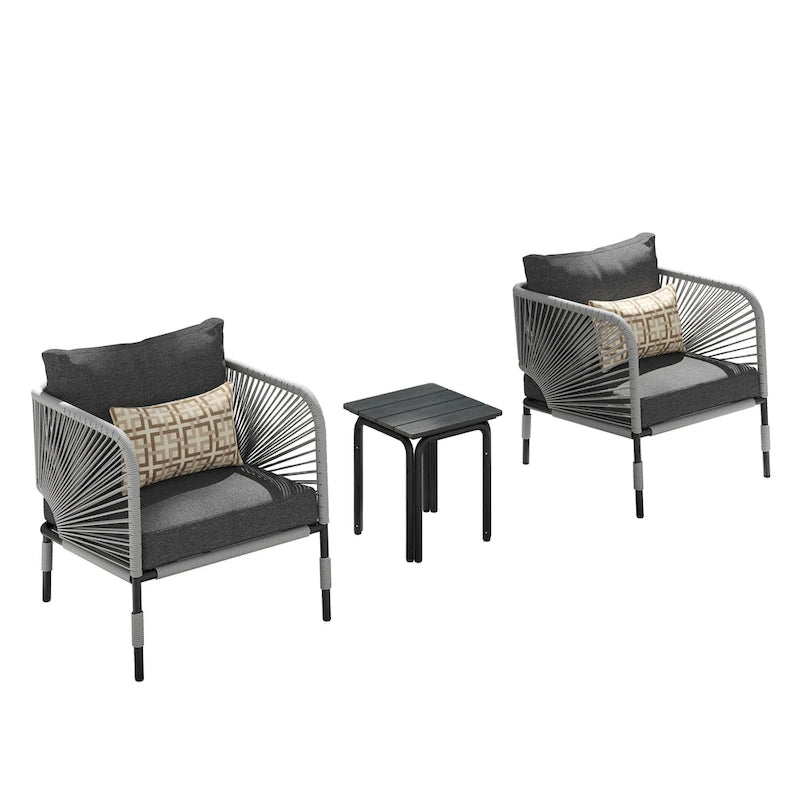 Ensemble de conversation d'extérieur 3 pièces Corvus Serenity avec coussins Sunbrella