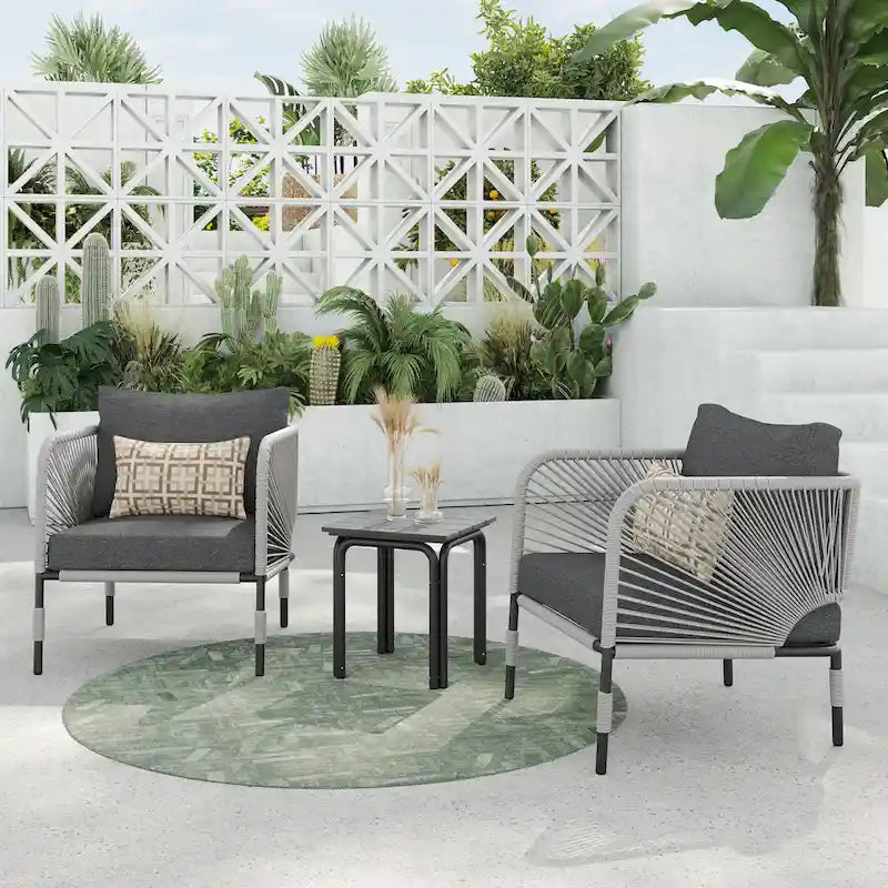 Ensemble de conversation d'extérieur 3 pièces Corvus Serenity avec coussins Sunbrella