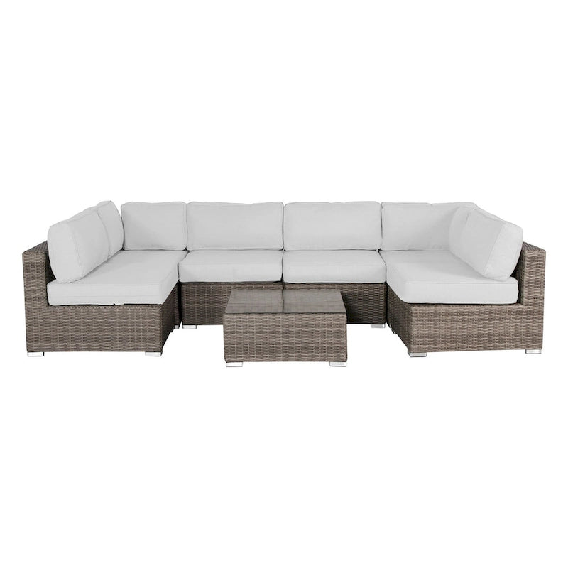 Ensemble de 7 meubles de jardin modulaires en rotin Sunbrella de qualité hôtelière