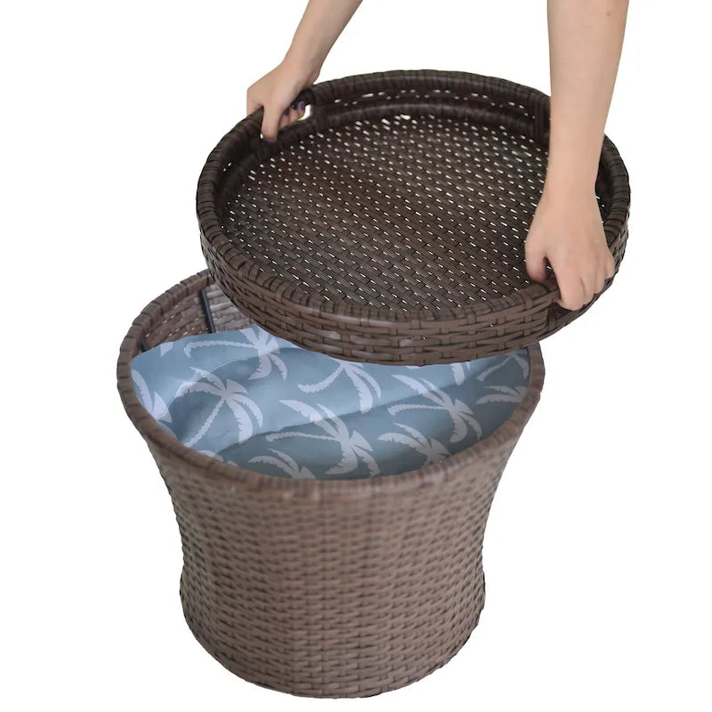 Table d'appoint d'extérieur de 50 cm de large avec rangement