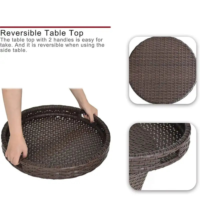 Table d'appoint d'extérieur de 50 cm de large avec rangement