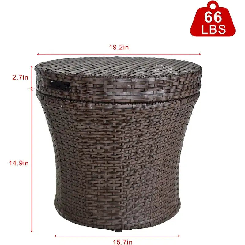 Table d'appoint d'extérieur de 50 cm de large avec rangement