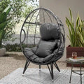 Patio Wicker Egg Chair or PE Rattan Basket Swing Chair Hanging Chair with Cushion - 28 D x 39 W x 60 H