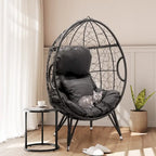 Fauteuil suspendu de jardin en forme d'œuf en osier ou fauteuil suspendu en rotin PE avec coussin – 28 P x 39 L x 60 H