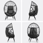Fauteuil suspendu de jardin en forme d'œuf en osier ou fauteuil suspendu en rotin PE avec coussin – 28 P x 39 L x 60 H