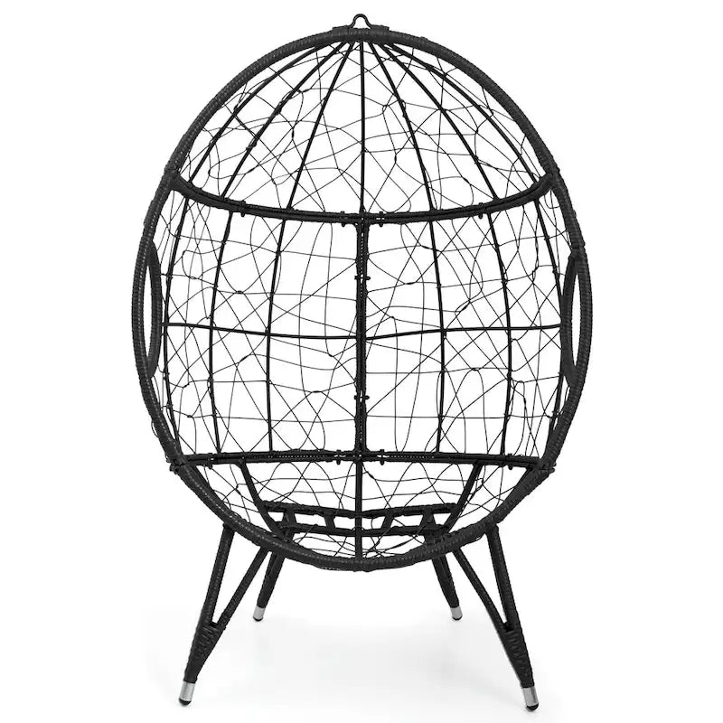 Fauteuil suspendu de jardin en forme d'œuf en osier ou fauteuil suspendu en rotin PE avec coussin – 28 P x 39 L x 60 H