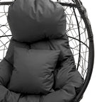 Fauteuil suspendu de jardin en forme d'œuf en osier ou fauteuil suspendu en rotin PE avec coussin – 28 P x 39 L x 60 H
