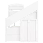 Lit superposé Whisen Twin XL avec lit gigogne, lit superposé avec rangement, lit superposé en bois massif, escalier de rangement, armoire, 3 tiroirs, pour enfants