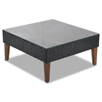GO Salon de jardin en osier 4 pièces, mobilier de patio avec coussins colorés, canapé d'angle, coussins beiges et rotin marron