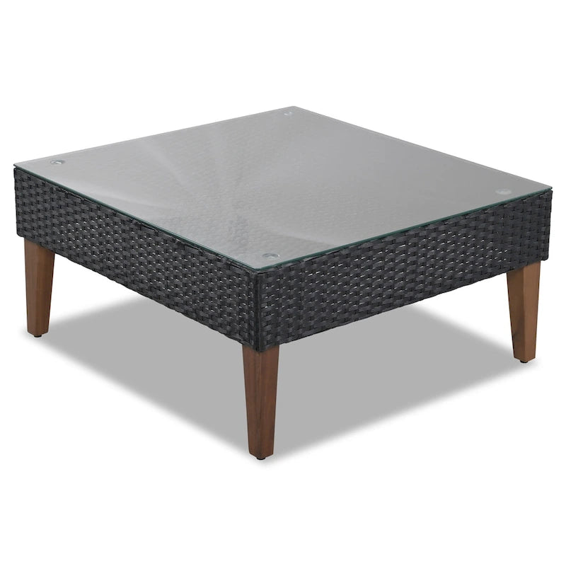 GO Salon de jardin en osier 4 pièces, mobilier de patio avec coussins colorés, canapé d'angle, coussins beiges et rotin marron