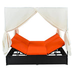 U_STYLE Lit de Repos Extérieur en Rotin Tressé avec Coussins, Sièges Ajustables