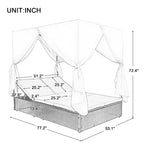 U_STYLE Lit de Repos Extérieur en Rotin Tressé avec Coussins, Sièges Ajustables