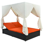 U_STYLE Lit de Repos Extérieur en Rotin Tressé avec Coussins, Sièges Ajustables