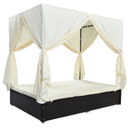 U_STYLE Lit de Repos Extérieur en Rotin Tressé avec Coussins, Sièges Ajustables