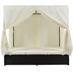 U_STYLE Lit de Repos Extérieur en Rotin Tressé avec Coussins, Sièges Ajustables