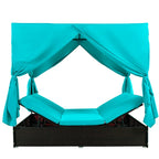 U_STYLE Lit de Repos Extérieur en Rotin Tressé avec Coussins, Sièges Ajustables