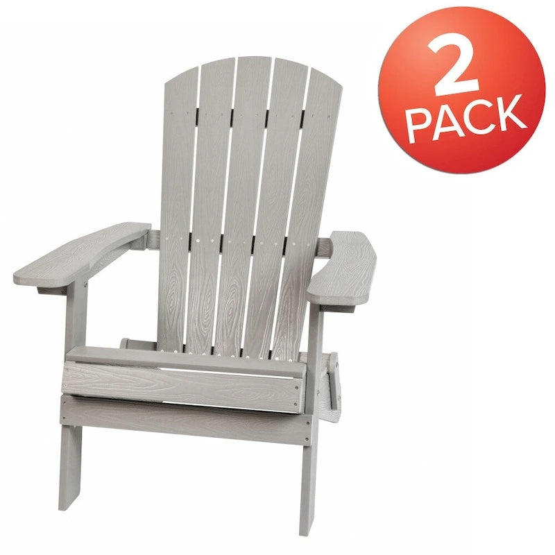 Lot de 2 chaises Adirondack pliantes en polyrésine - Chaise de patio intérieure/extérieure