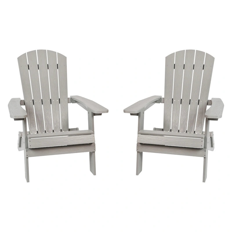 Lot de 2 chaises Adirondack pliantes en polyrésine - Chaise de patio intérieure/extérieure