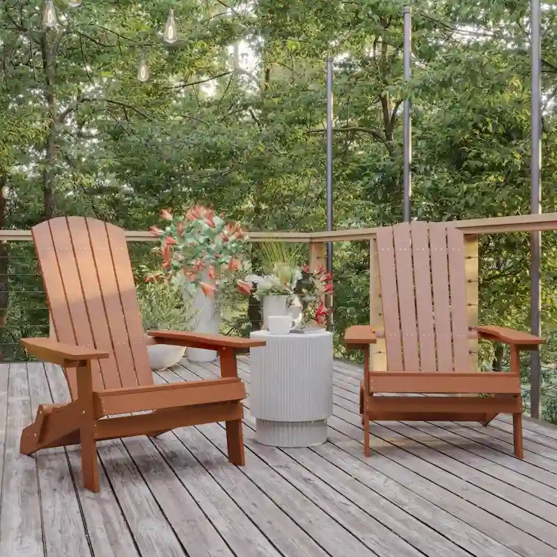 Lot de 2 chaises Adirondack pliantes en polyrésine - Chaise de patio intérieure/extérieure