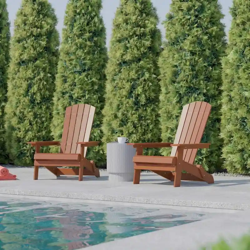 Lot de 2 chaises Adirondack pliantes en polyrésine - Chaise de patio intérieure/extérieure