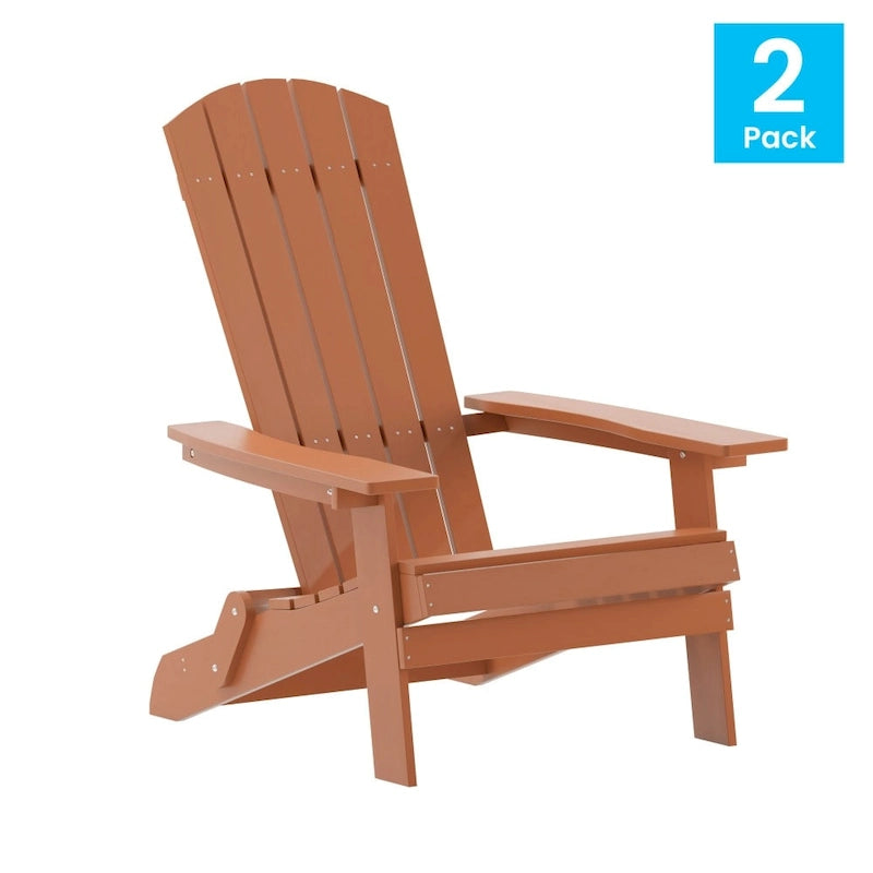 Lot de 2 chaises Adirondack pliantes en polyrésine - Chaise de patio intérieure/extérieure