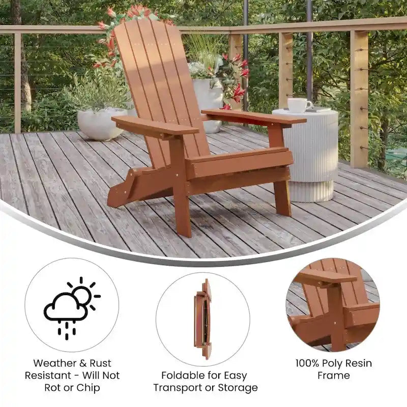 Lot de 2 chaises Adirondack pliantes en polyrésine - Chaise de patio intérieure/extérieure