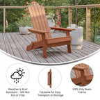 Lot de 2 chaises Adirondack pliantes en polyrésine - Chaise de patio intérieure/extérieure