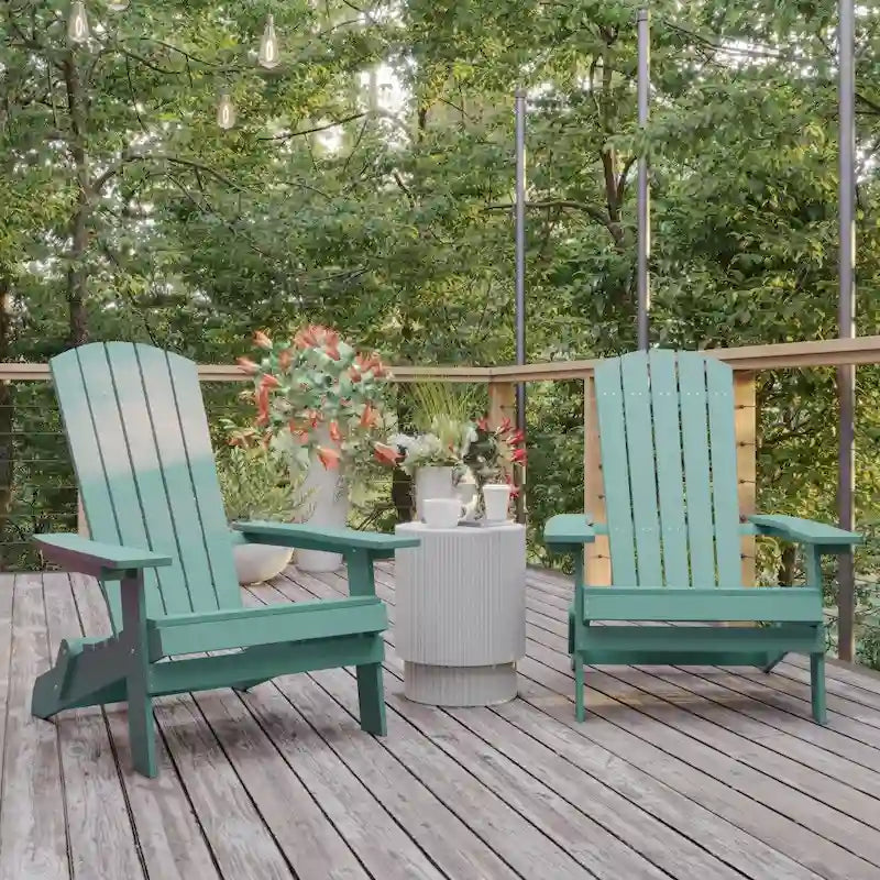 Lot de 2 chaises Adirondack pliantes en polyrésine - Chaise de patio intérieure/extérieure