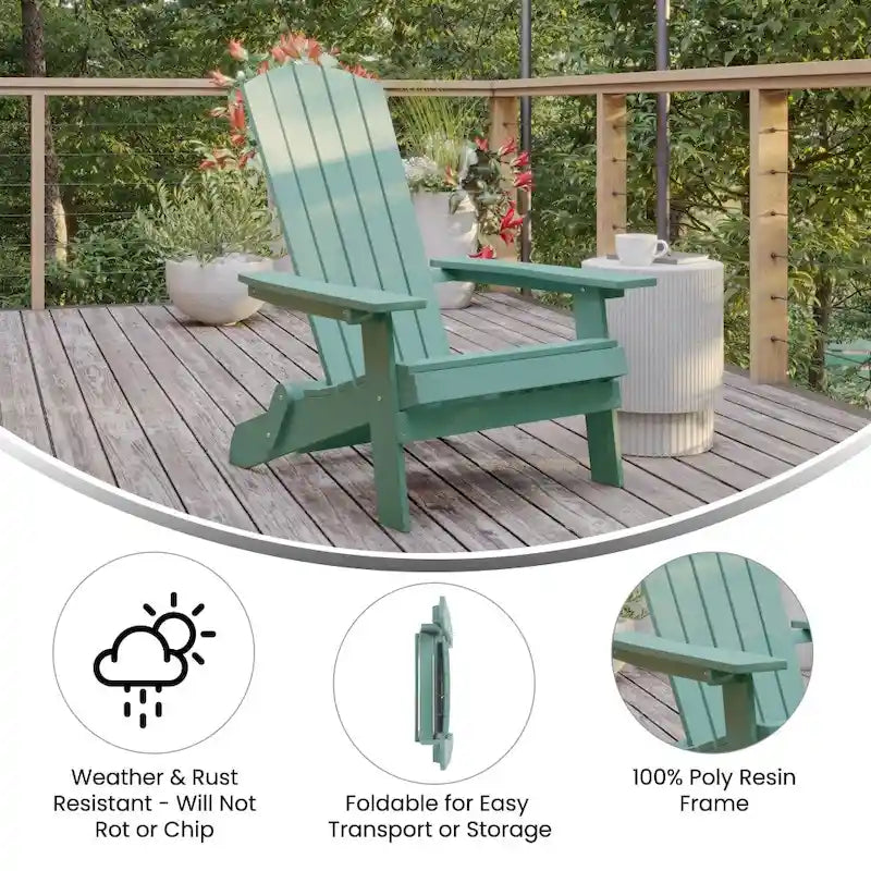 Lot de 2 chaises Adirondack pliantes en polyrésine - Chaise de patio intérieure/extérieure
