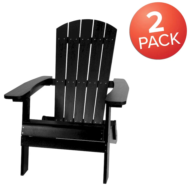 Lot de 2 chaises Adirondack pliantes en polyrésine - Chaise de patio intérieure/extérieure