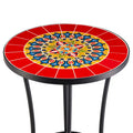 CO-Z Table d'appoint ronde 14 pouces et support pour plantes d'extérieur avec plateau en carreaux de céramique