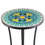CO-Z Table d'appoint ronde 14 pouces et support pour plantes d'extérieur avec plateau en carreaux de céramique
