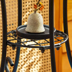 CO-Z Table d'appoint ronde 14 pouces et support pour plantes d'extérieur avec plateau en carreaux de céramique