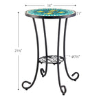 CO-Z Table d'appoint ronde 14 pouces et support pour plantes d'extérieur avec plateau en carreaux de céramique