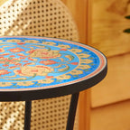 CO-Z Table d'appoint ronde 14 pouces et support pour plantes d'extérieur avec plateau en carreaux de céramique
