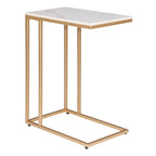 Table d'appoint rectangulaire Maypex en pierre frittée blanche