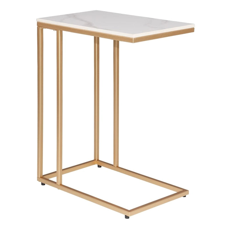 Table d'appoint rectangulaire Maypex en pierre frittée blanche