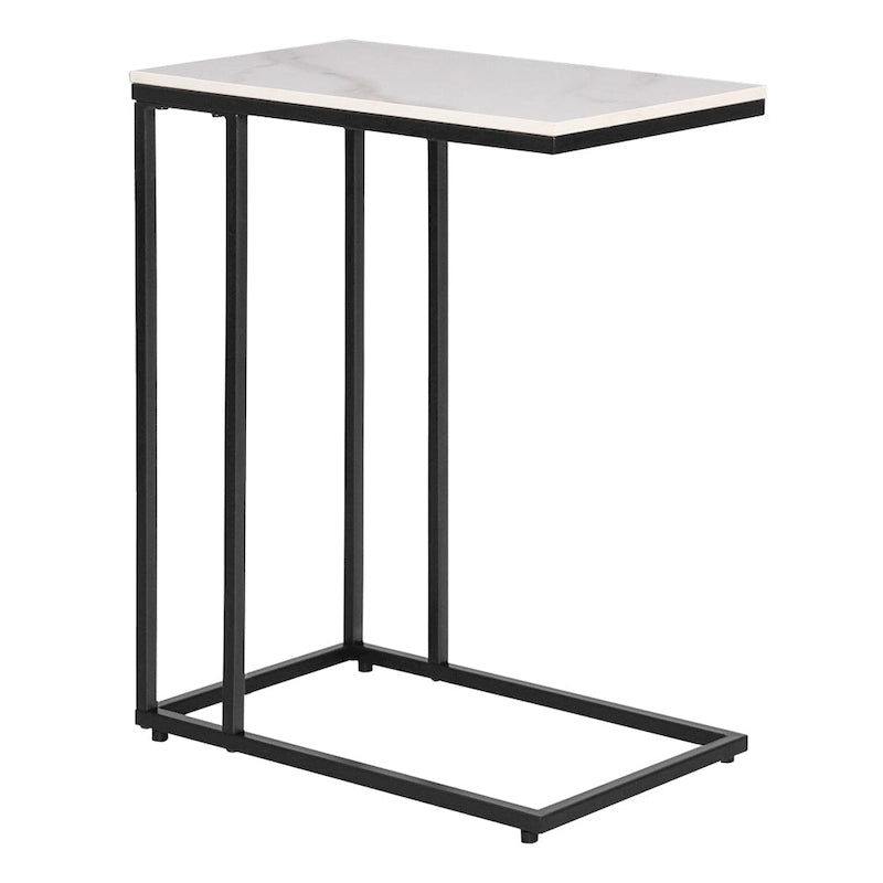 Table d'appoint rectangulaire Maypex en pierre frittée blanche