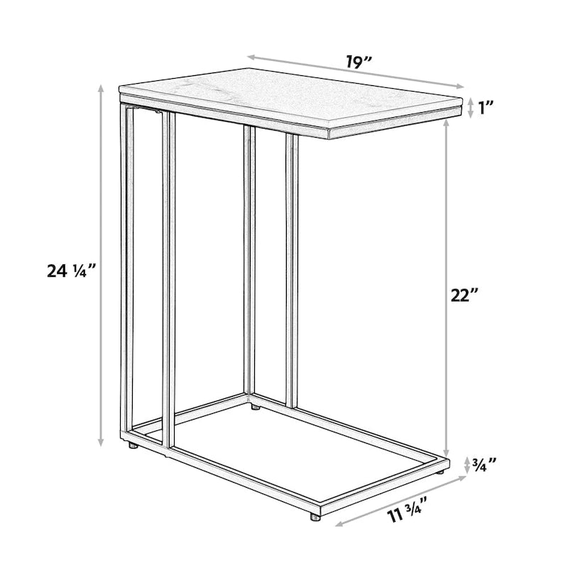 Table d'appoint rectangulaire Maypex en pierre frittée blanche