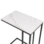 Table d'appoint rectangulaire Maypex en pierre frittée blanche