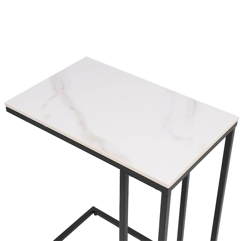Table d'appoint rectangulaire Maypex en pierre frittée blanche