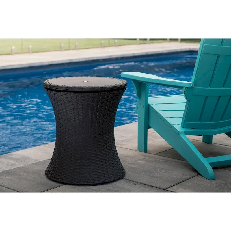 Table d'appoint d'extérieur Keter Pacific Cool Bar avec glacière de 28,4 litres pour patio, pelouse et jardin, gris foncé