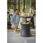 Table d'appoint d'extérieur Keter Pacific Cool Bar avec glacière de 28,4 litres pour patio, pelouse et jardin, gris foncé