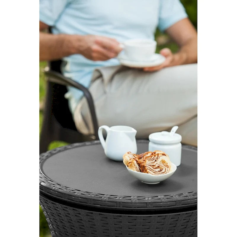Table d'appoint d'extérieur Keter Pacific Cool Bar avec glacière de 28,4 litres pour patio, pelouse et jardin, gris foncé