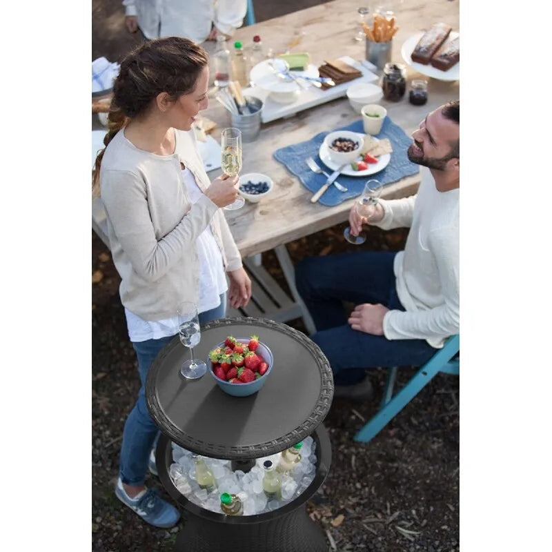 Table d'appoint d'extérieur Keter Pacific Cool Bar avec glacière de 28,4 litres pour patio, pelouse et jardin, gris foncé
