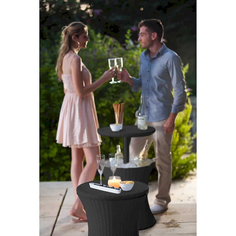 Table d'appoint d'extérieur Keter Pacific Cool Bar avec glacière de 28,4 litres pour patio, pelouse et jardin, gris foncé