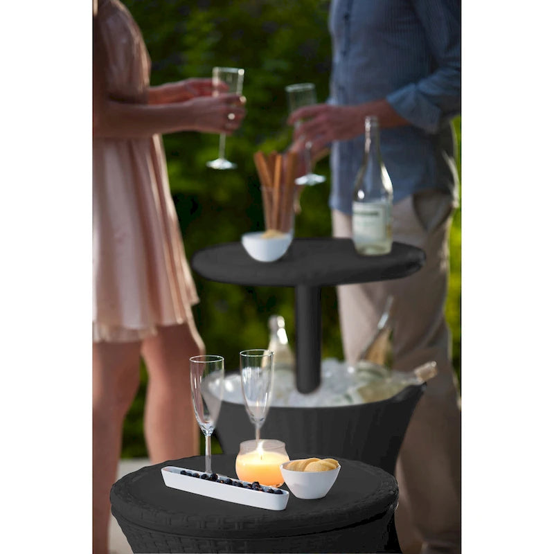 Table d'appoint d'extérieur Keter Pacific Cool Bar avec glacière de 28,4 litres pour patio, pelouse et jardin, gris foncé